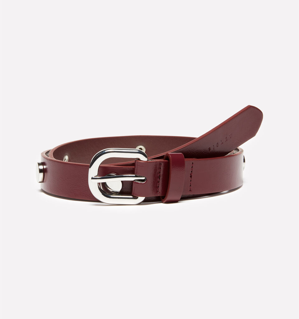 Burgundy belt with studs - women's belts - Brown | Sisley image number 1